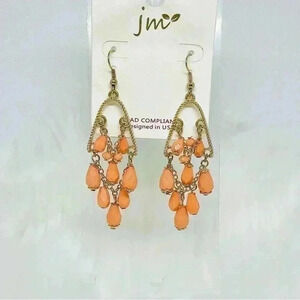 Peach & Gold Dangling Statement Earrings